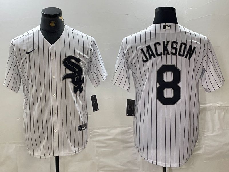 Men Chicago White Sox #8 Jackson White stripe Nike Game 2024 MLB Jersey style 1->chicago white sox->MLB Jersey